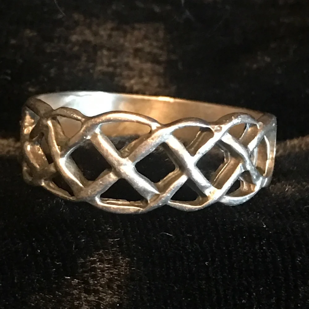 Vintage Silver Celtic Braid Openwork Band,Silver Ring Boho Ring Lucky Irish Ring
